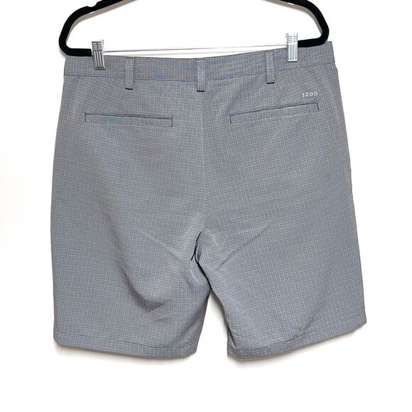 NWOT IZOD Grey Plaid Tech Golf shorts Moisture Sun Protection Mens Sz 34 - Picture 3 of 5